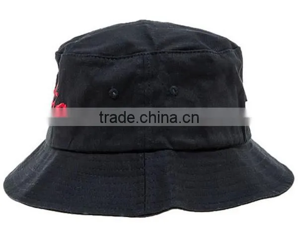 2015 New Design OEM 100% Cotton Black Bucket Hat photo-4