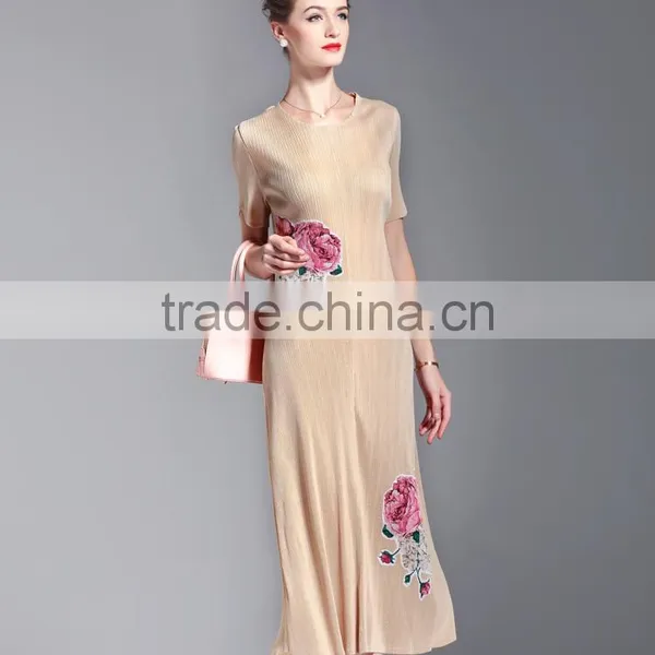 Bodice Flower Printing OL Fashion Draped Women Slim Dresss photo-6