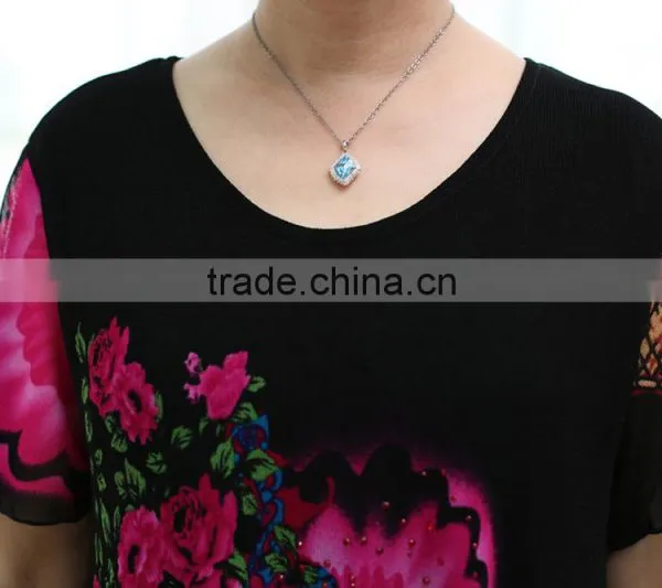 Elegant Lace Formal Short Sleeve Printed Floral Loose Blouses for Old Ladies photo-6