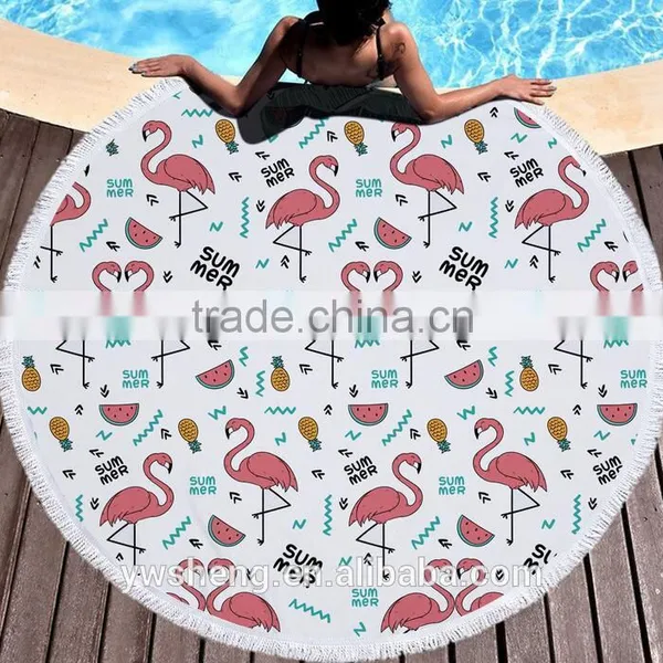 Factory Direct Sell Flamingo Round Beach Towel Superfine Fiber and Tassel 150CM photo-5