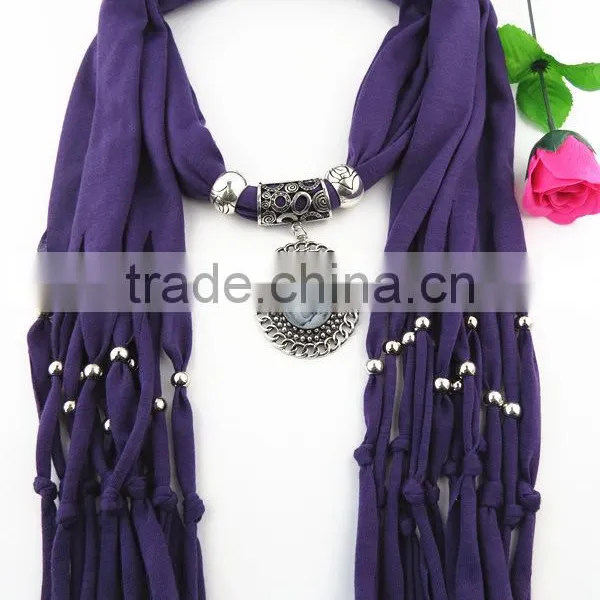 Mix Fashion Alloy Charm Pendant Polyester Scarves Custom Long Jewelry Scarves Shawls Cheap Pendant Scarves photo-5