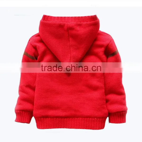 Latest Red Overcoat Giraffe Pattern Children Hooded Christmas Sweater Coat photo-4
