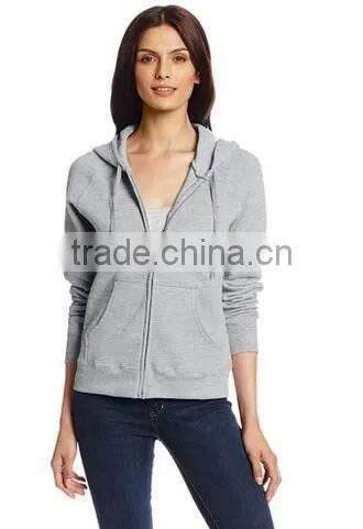 New Design Women's Ribbed-knit Cuffs and Hem Fleece Sweatshirts Zipper With Hood photo-2