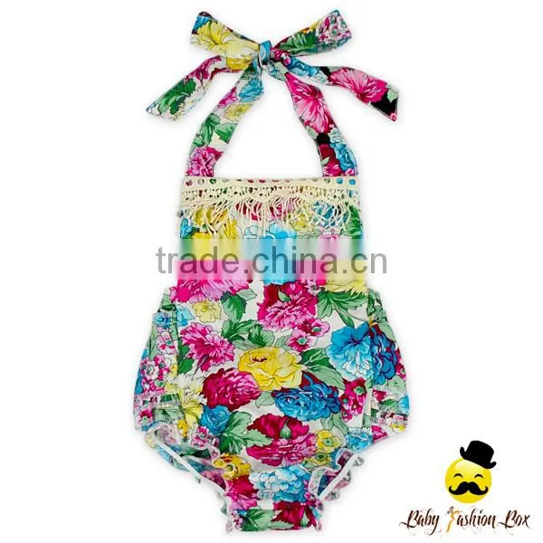 HYB178 Yihong New Arrive Children Clothing Ruffle Baby Girls Halter Summer Baby Romper photo-2