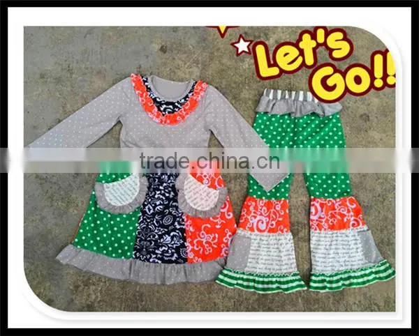 2016 Giggle Moon Remake Outfits Wholesale Children's Boutique Clothi Cotton Dress and Pant Ruffle Outfits photo-2