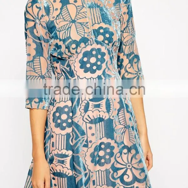 Skater Dress in Premium Velvet Burn Out photo-3