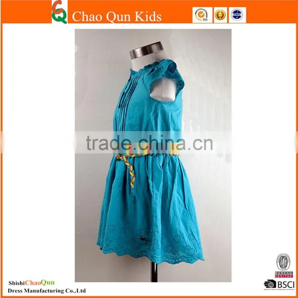 2017 Baby Girl Latest Fashion Hemstich Embroidered Sundresses With Belt for Girls Wholesale photo-2