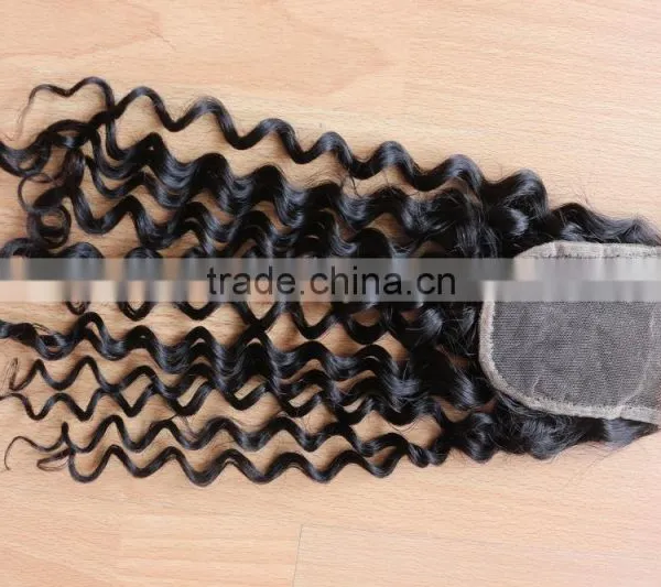 7a Top Grade Best Quality Brazilian Human Hair Lace Closure, Natural Color 4*4 Kinky Curly Top Hair Closure Piece photo-4