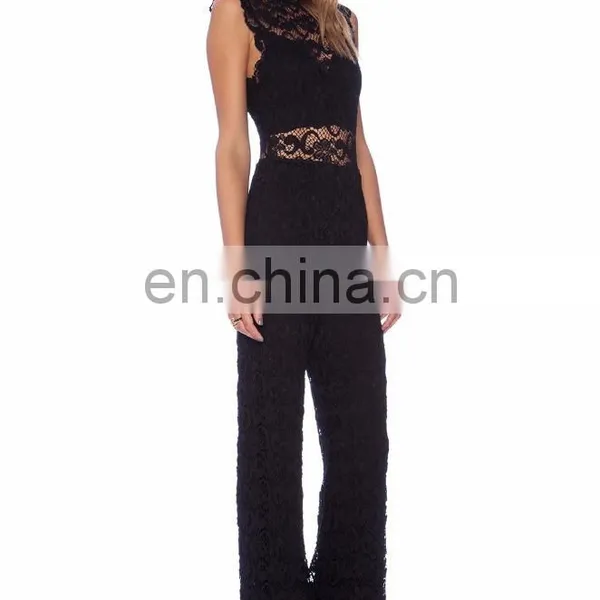 Black Sleeveless Sexy Lace Jumpsuits photo-3
