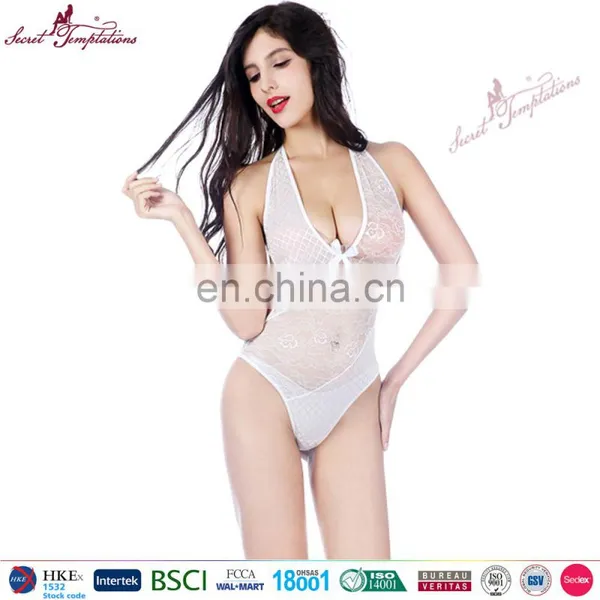 Secret Temptations Wholesale 2016 Newly Hot White Lace Sleeveless Sexy Bodysuit Women