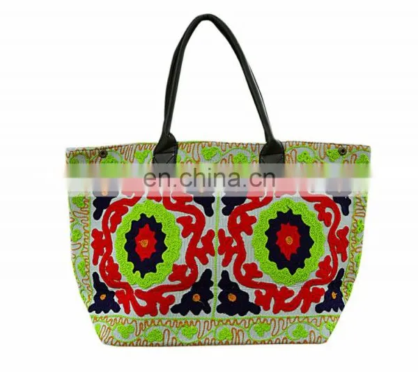 Indian Hand Suzani Embroidered Women Shoulder Bag Traditional Shopping Bag