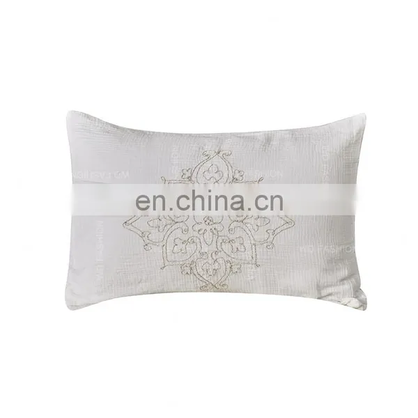 Wholesale European Size Cotton Gauze Custom Embroidered White Duvet Cover Set photo-5