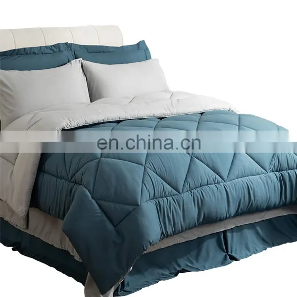 2020 China Soft 6PCS 8PCS Solid Microfiber King Bedding Comforter Set photo-5