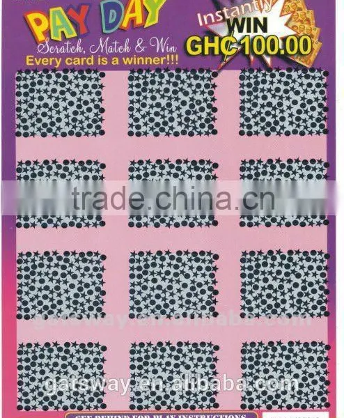 custom paper printed lottery ticket