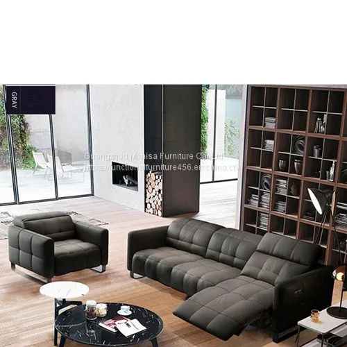 Italian-Style Sofa Electric Function Leather Sofa Three-Seat Modern Living Room Space Capsule Light Luxury Sofa photo-2