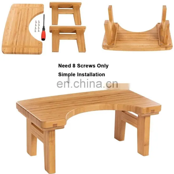 Bamboo 6.7 '' Toilet Bathroom Squatting Toilet Step Stool Simple Design for Kids and Adults photo-5