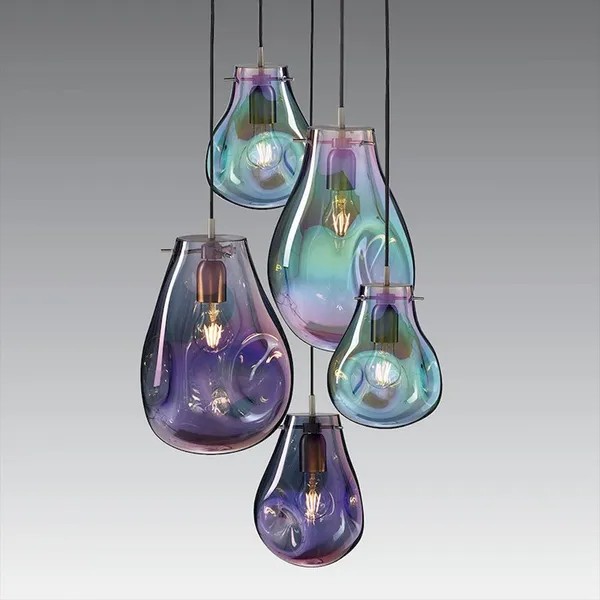 Iridescent Soap-Bubble Glass Pendant – 5 Colors Ø23xH29cm, E27 photo-2