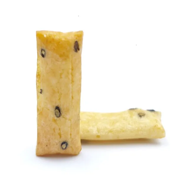 Wholesale Baked Sea Salt Black Sesame Rice Crackers, Crispy Rectangular Rice Stick Senbei Snacks, OEM Private Label photo-3