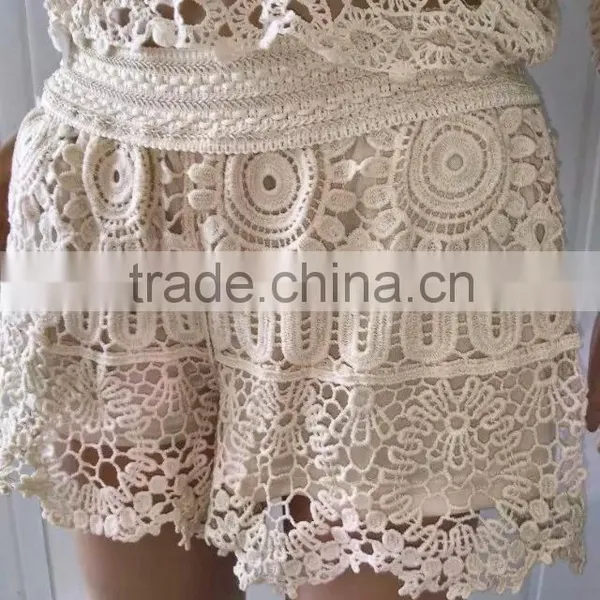 Embroidery Water Soluble Lace/cotton Lace Shorts for Girls in Summer photo-3