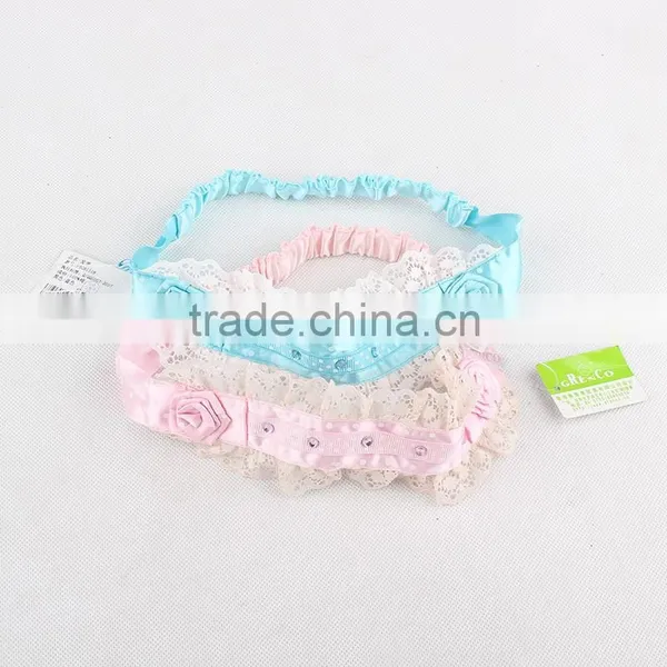 2015 Girl Hair Bands Baby Girl Lace Elastic Headband With Diamante photo-2