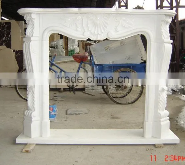 Beige Marble Indoor Fireplace photo-3