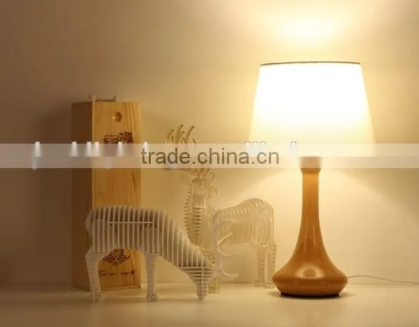 LED Wood Table Lamp JK-879-18 LED Wood Table Light White Round Lampshade Wooden Table Lamp photo-2