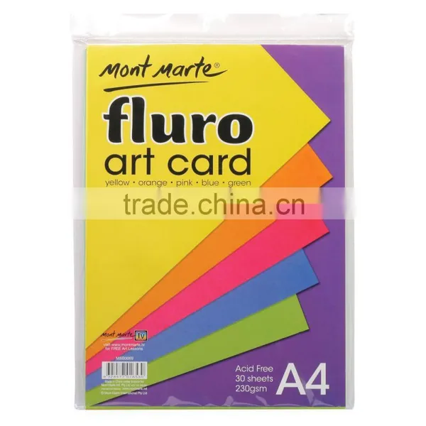 Mont Marte Fluro Art Card A4 Pack 5 Cols 230gsm 30pce