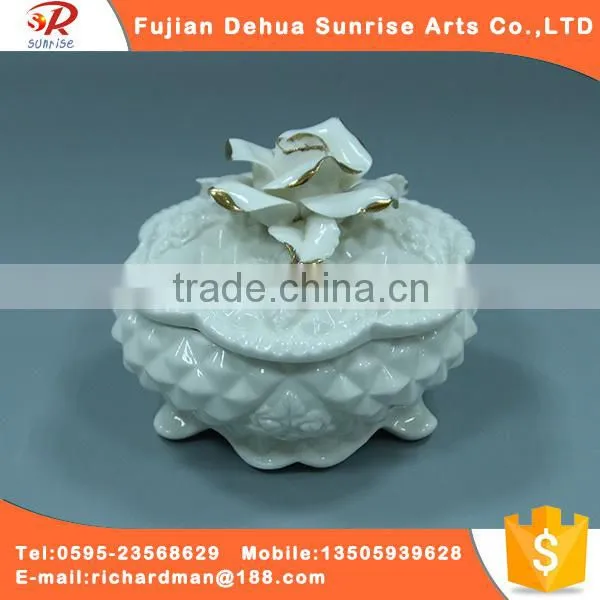 White Ceramic Glazed Smooth Jewelry Case
