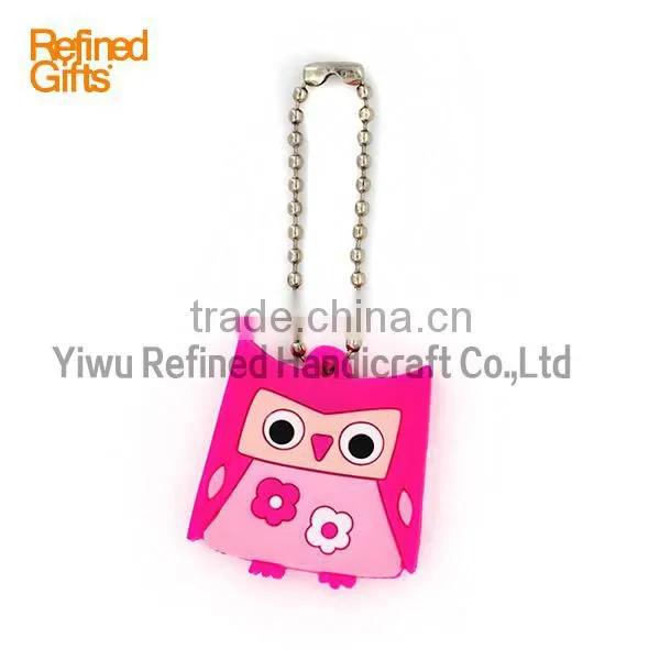 Creative Red Blue Owl Keychain Personalized Pvc Rubber Animal Keychain photo-5