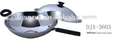 AH3603 32CM 34CM 36CM 38CM STAINLESS STEEL 201 CHINESE WOK SET