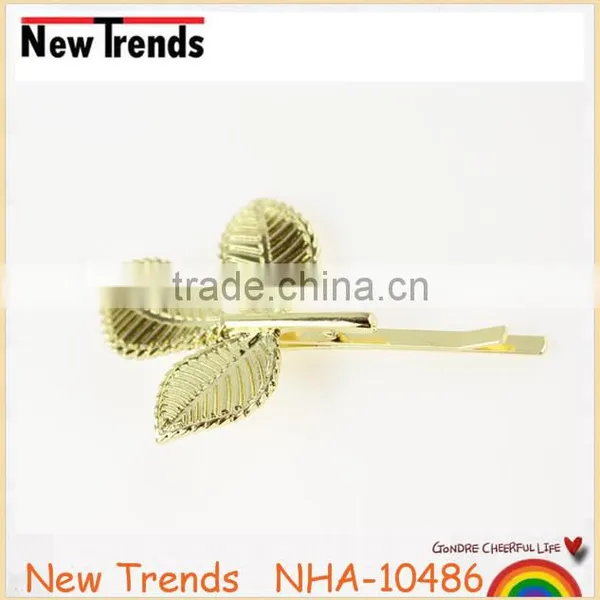 Factory Wholesale Metal Gold Leaf Hair Pin Hair Clip photo-2