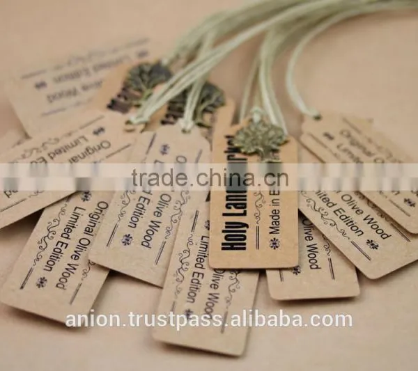 Paper Craft Label With Cotton Cord and Bronze Mini Olive Wood Tree photo-3