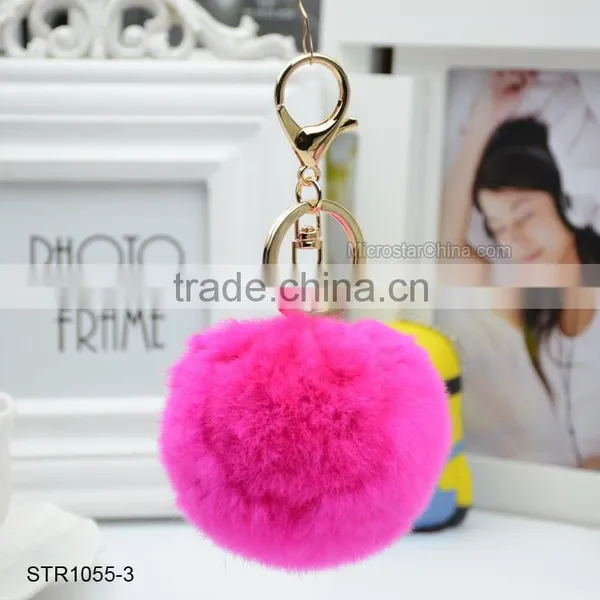 20 Colors 8cm Genuine Rex Rabbit Fur Ball Pom Pom Keychain Fur Ball Keychain photo-4