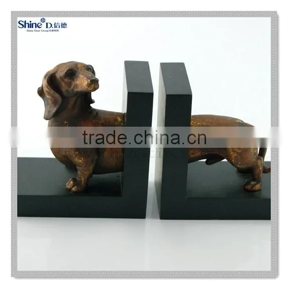 Polyresin Brass Painted Dog Bookends Decorative Bookends photo-3
