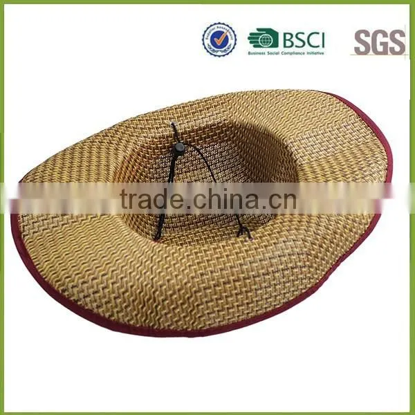 China Summer Straw Cowboy Hat Cheap With Strip photo-5