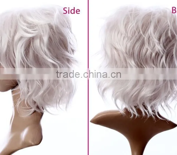 High Quality White Silk Top Lace Front Wig Small Head Short Synthetic Hair Wig photo-3