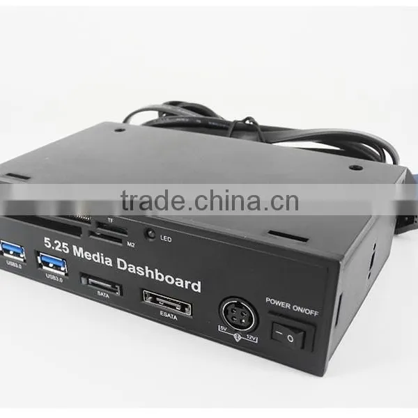 Black 5.25" Media Dashboard Front Panel PCI-E to USB 3.0 ESATA SATA Card Reader photo-6