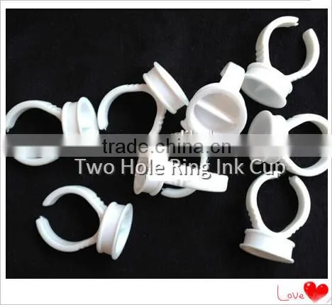 100 PCS Permanent Makeup Disposable Finger Ring Ink Cups With Sponge, Disposable Eyebrow Rings Caps photo-2