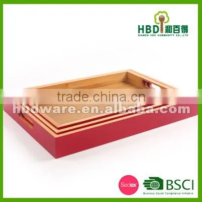 High Quality Wood Serving Tray With Color Painting for Hotel photo-3