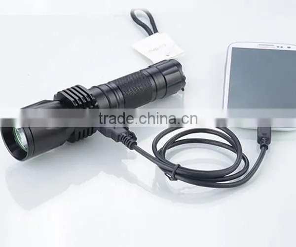 10W Rechargeable CREE Super Bright Flashlight With Phone Charging Funtion photo-5