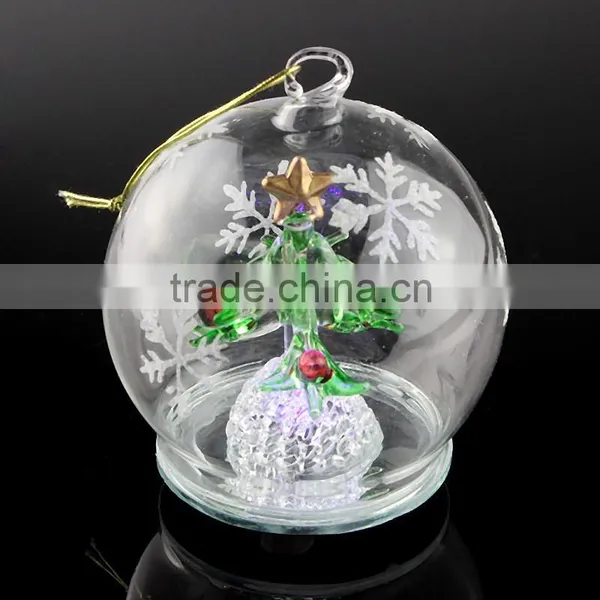 Christmas Glass Inside Painting Ball Xmas Ball ,clear Glass Christmas Ball With LED Light photo-3