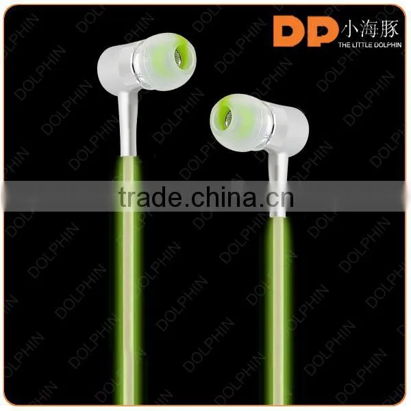 Glow in the Dark Luminous Zipper Earphone,earphone With Mic