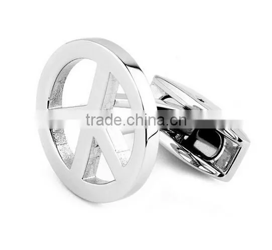 Stainless Steel Peace Sign Men's Cuff Links photo-2