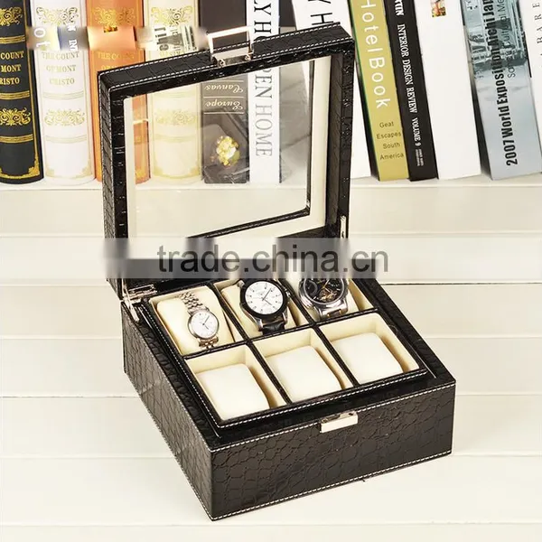 Chinese Factories Wholesale Custom PU 6 Watches Boxes, Leather Fashion Beautiful Gift Box photo-2