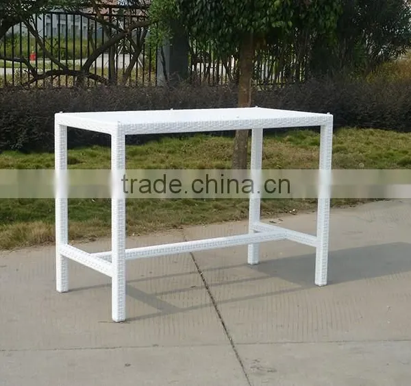 New Product White Rectangle Garden Rattan Bar Table photo-3