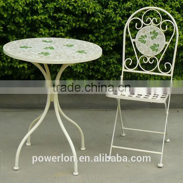 Folding Antirust Wrought Irons Mosaic Table photo-4