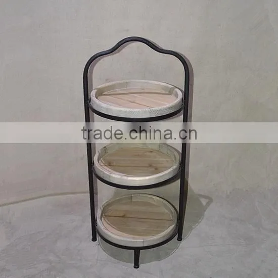 2017 Hot Sell Antique Wood Metal Dinning-side Cabinet With Wheel photo-4
