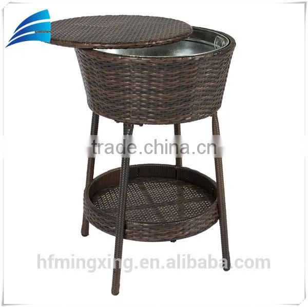 Outdoor Patio PE Rattan Wicker Ice Bucket Cooler With Tray&stand photo-2
