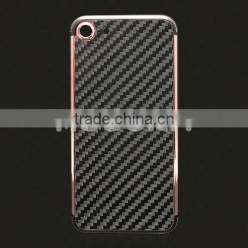 Carbon Fiber Metal Cover for IPhone7 24k Gold Plated Back Housing photo-4