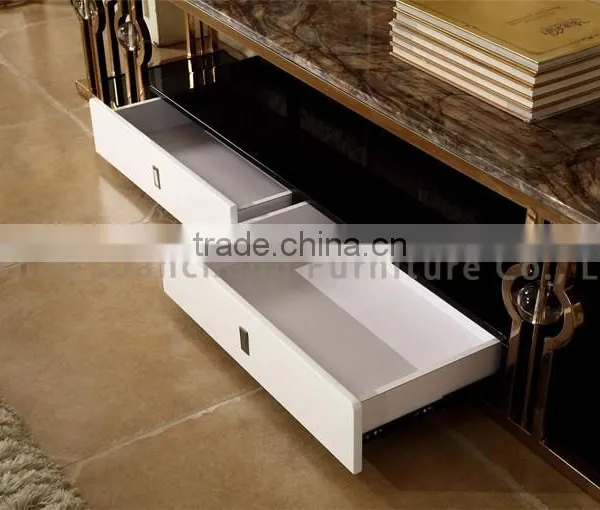 Luxury Stone Top Modern TV Stand With LEDd Lighting photo-4